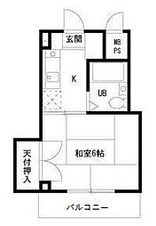 シャルムF.I 1Kの間取図画像