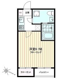 ノースアパートメント 1Kの間取図画像
