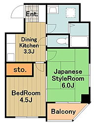 コスモタウン千代田 3階2Kの間取り