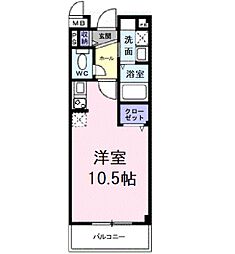 インヴィテ・ボヌール1番館 ワンルームの間取図画像