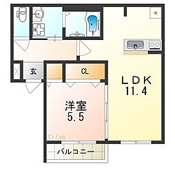 クリスタルレジデンス深井 1LDKの間取図画像