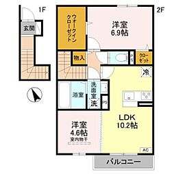 D-ROOM 天が岡 2LDKの間取図画像