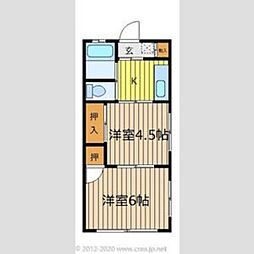 金子コーポ 2階2Kの間取り