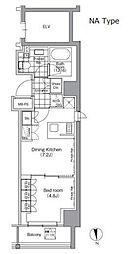 パークハビオ門前仲町 1DKの間取図画像