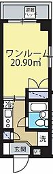 ハナブサマンション 1Kの間取図画像
