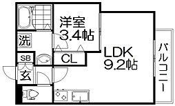Reterasu光善寺 1LDKの間取図画像