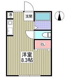 ニッコウB号棟 ワンルームの間取図画像