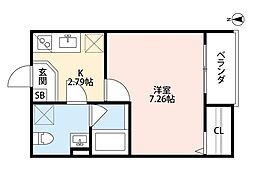 ts-001 1Kの間取図画像