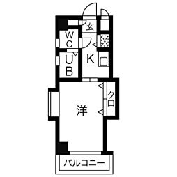 ダイナコートグランドエスタディオ 1Kの間取図画像