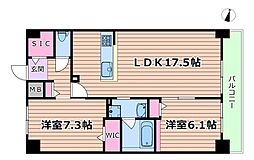 ジョワイユ新大阪 11階2LDKの間取り