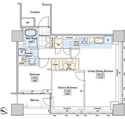 レジディアタワー上池袋 タワー棟 15階2LDKの間取り
