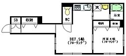 JR総武線 東中野駅 徒歩7分の賃貸マンション 1階1DKの間取り