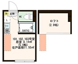 カレッジヒルズ小竹向原 ワンルームの間取図画像
