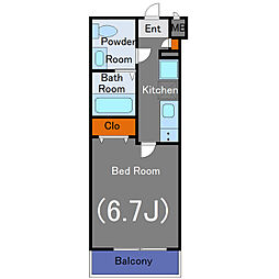 ヴォーガコルテ武蔵小山 1Kの間取図画像