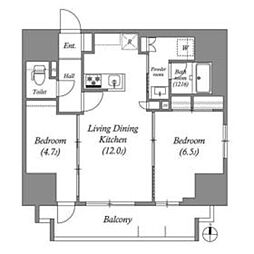 ディームス入谷2 2LDKの間取図画像
