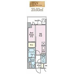 リビオメゾン木場 7階1DKの間取り