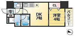 CREATEVIEW三宮磯上公園 1DKの間取図画像