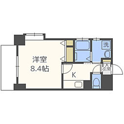 キルンズ西新 1Kの間取図画像