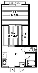 コーポ手柴 2Kの間取図画像