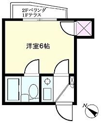 ビバリーハウス南台 1Kの間取図画像