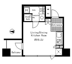 パークアクシス渋谷神南 6階ワンルームの間取り