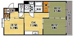 エメラルドマンションリバーサイド貝塚 3DKの間取図画像
