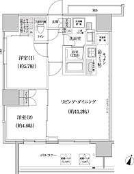 パークハビオ渋谷本町レジデンス 2LDKの間取図画像