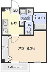 ベルクレール 1Kの間取図画像