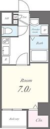 HILLs飛鳥山 1Kの間取図画像