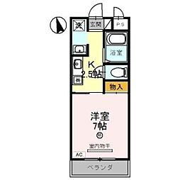 サニーウェル新石切 1Kの間取図画像