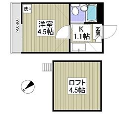 オリーブ 1Kの間取図画像