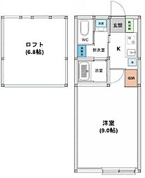 川崎市中原区小杉陣屋町1丁目アパート 1Kの間取図画像