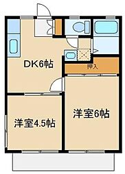 ハイツ山口 2DKの間取図画像
