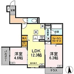 セレスティア鹿浜 2LDKの間取図画像