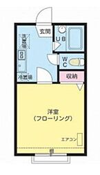 パークフォーラム竹の塚B 1Kの間取図画像