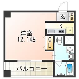 カシェット住吉 1Kの間取図画像