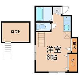 ソレイユ・ワシオ六番館 ワンルームの間取図画像
