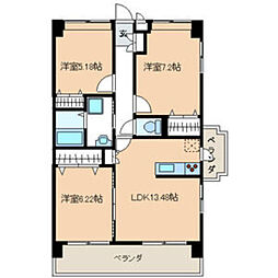 サンルージュ春日 3LDKの間取図画像