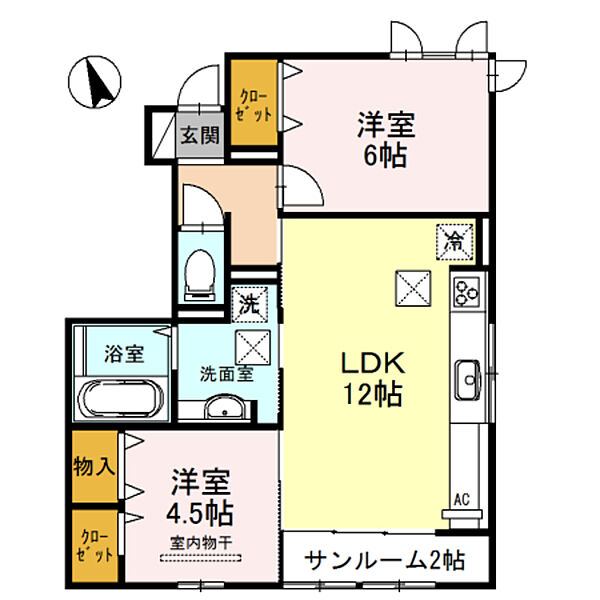 和歌山県和歌山市園部(賃貸アパート2LDK・1階・58.00㎡)の写真 その2