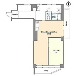 アモー等々力 2LDKの間取図画像