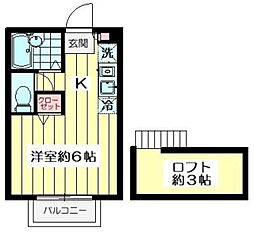ハイムカミナガ 1Kの間取図画像