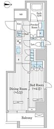 グレイスリヴィエール東京八丁堀 1DKの間取図画像