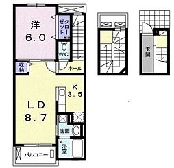 メゾンドフルール 1LDKの間取図画像