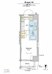 プラウドフラット亀戸 1DKの間取図画像