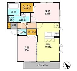 ソレイユ 2LDKの間取図画像