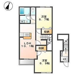 ウォーター・ミル七番館 2LDKの間取図画像