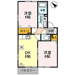 パークハイム 2DKの間取図画像