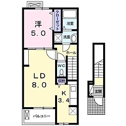 シャン・ド・ポワール 1LDKの間取図画像