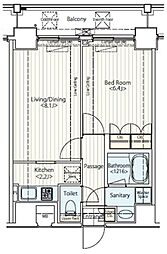 ドゥーエ新富町 1LDKの間取図画像