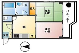 プレセント-M 2DKの間取図画像
